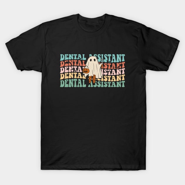 Spooky Dentist Hygienist Retro Dental Assistant Halloween T-Shirt by Nisrine